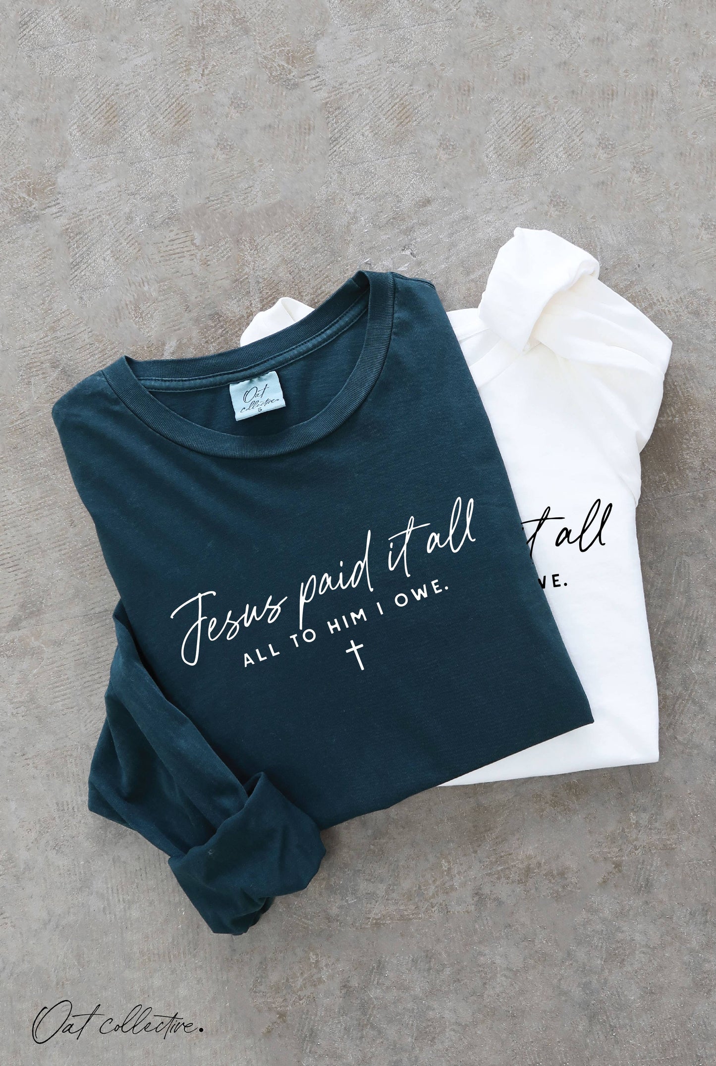 OAT COLLECTIVE Red JESUS PAID IT ALL LS Tee