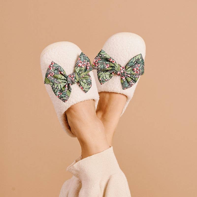 The Darling Effect - Fuzzy Slippers-Betty Bow Jolly Sprig (Mixed 2 S/M + 2 M/L) Regular