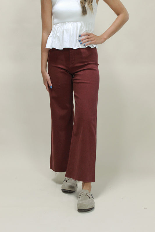 Maroon Wide Leg Denim Jean