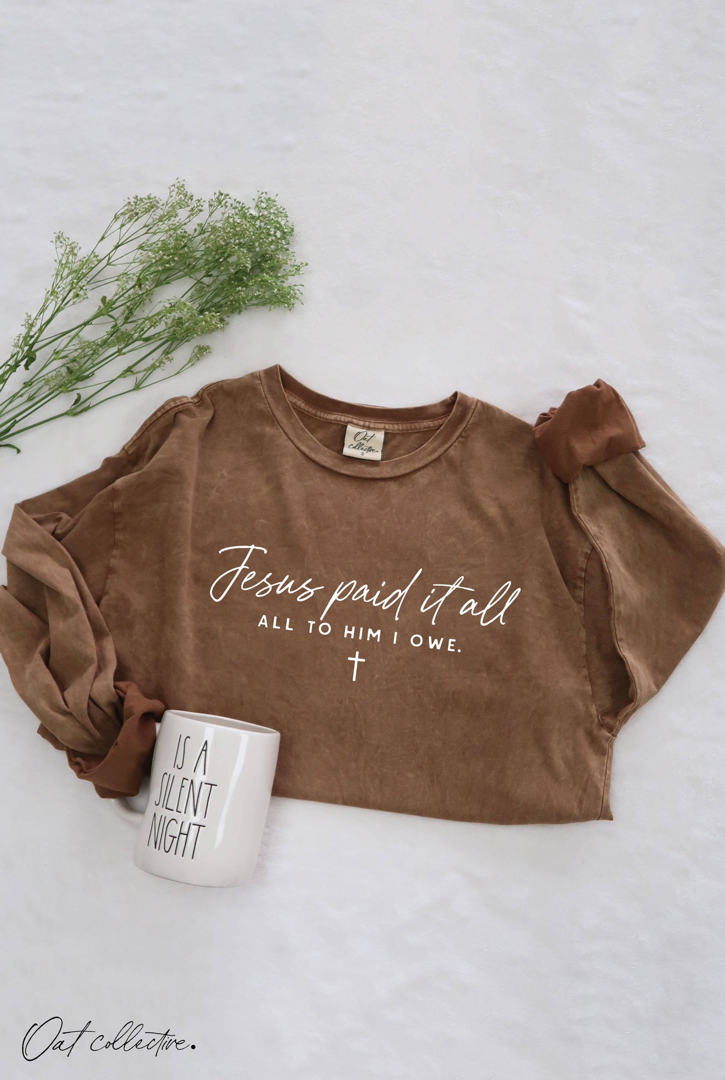 OAT COLLECTIVE Red JESUS PAID IT ALL LS Tee