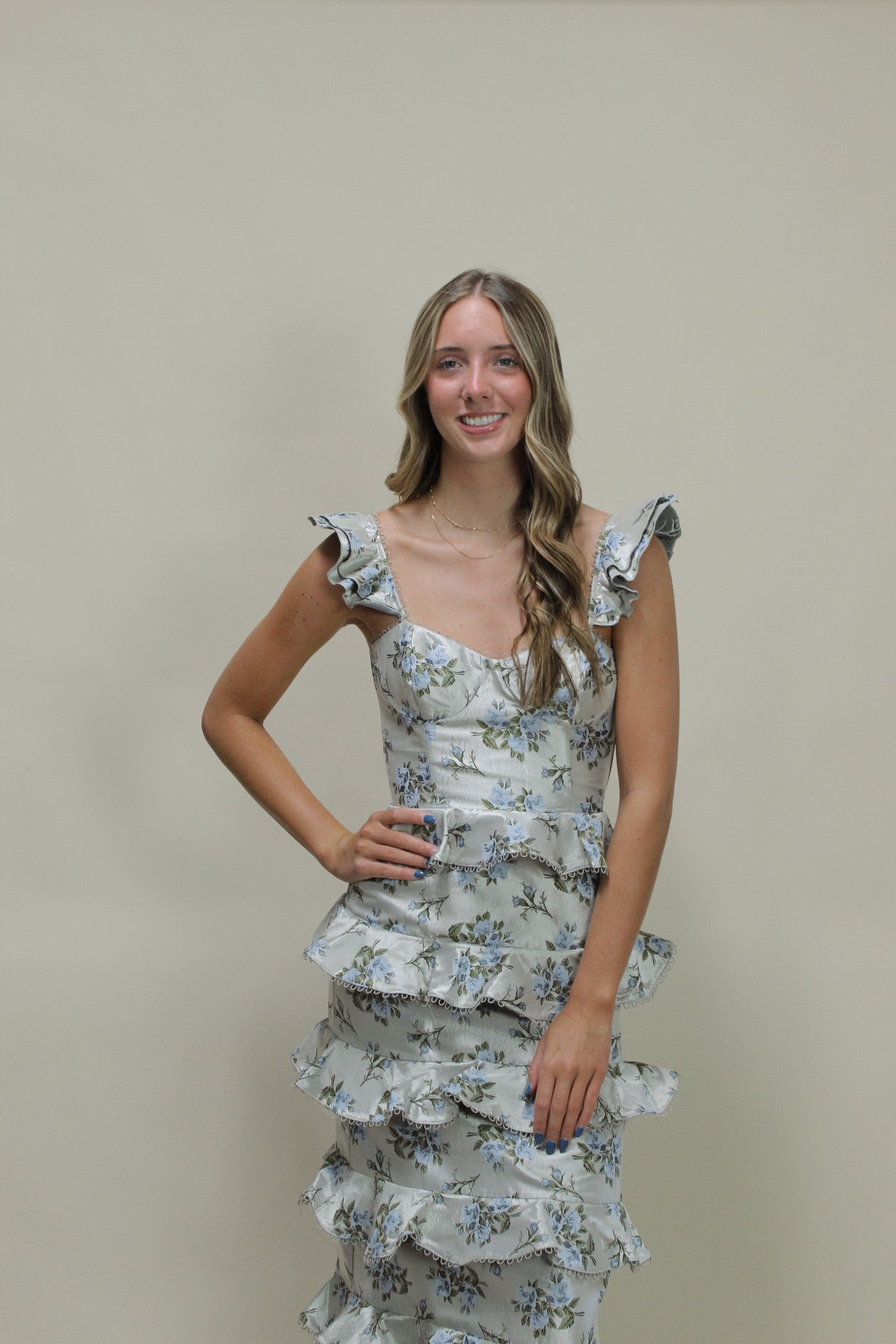 Elle Grae Silver Tiered Maxi