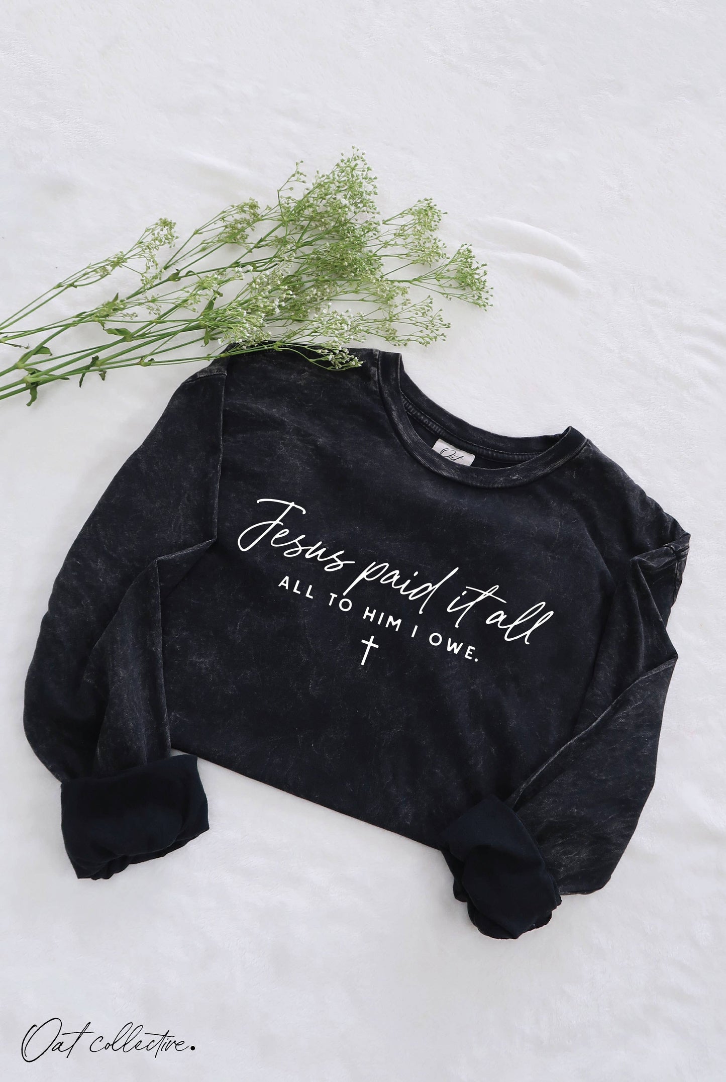 OAT COLLECTIVE Red JESUS PAID IT ALL LS Tee