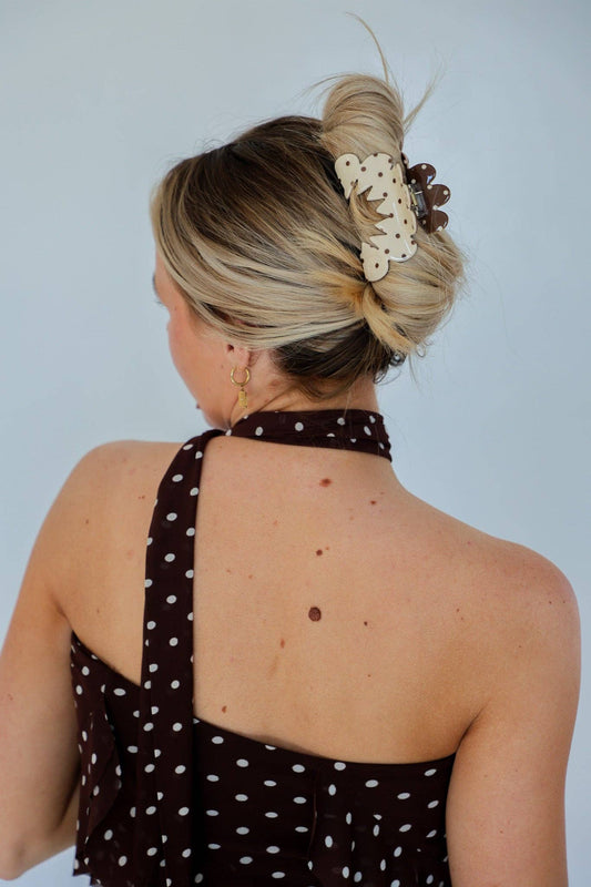 KAXI BROWN & CREAM PETAL ARCH CLAW