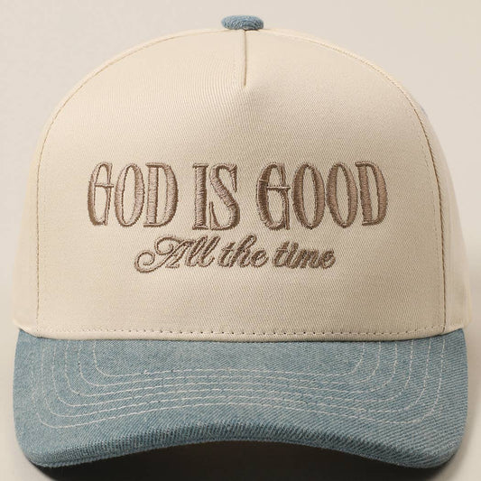 God Is Good All The Time Denim Trucker Hat