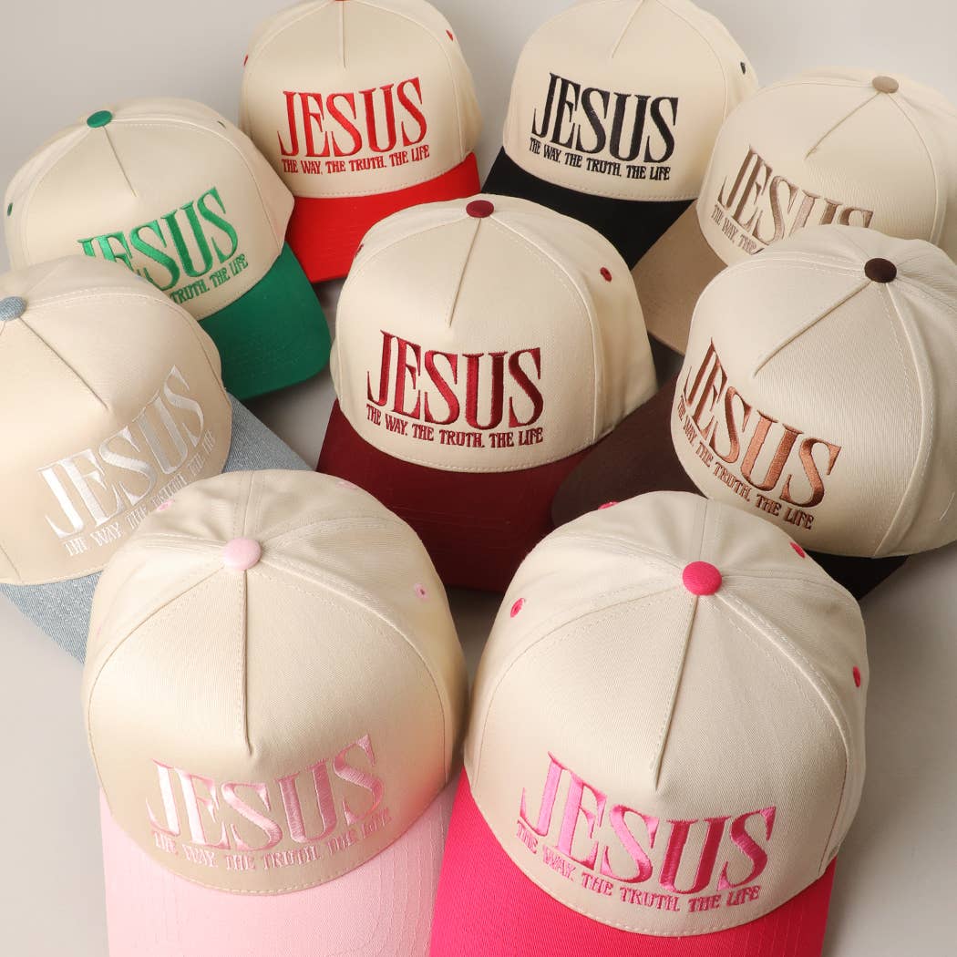 JESUS Burgundy Typography Embroidered Trucker Hat Regular
