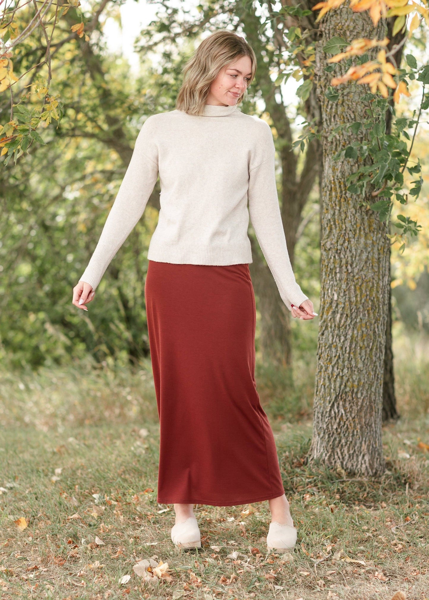 Inherit Taupe Premium Knit Maxi Skirt