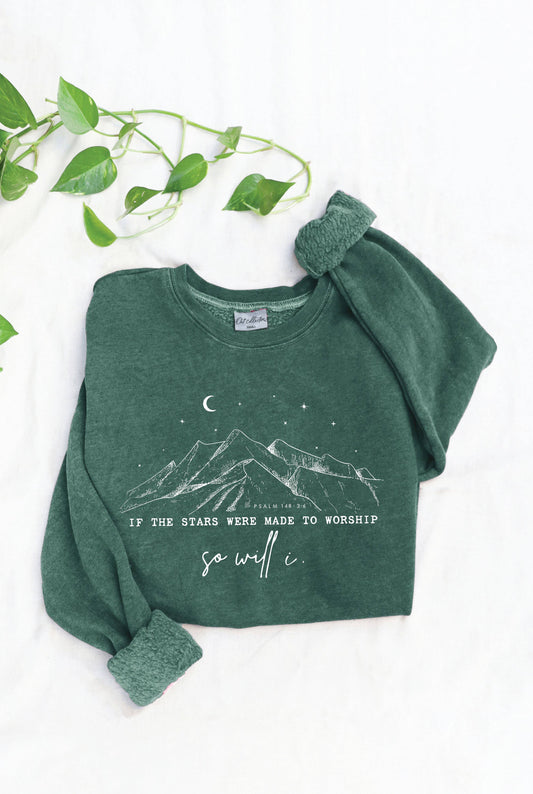 IF THE STARS WERE MADE Forest Green Mineral Graphic Sweatshirt