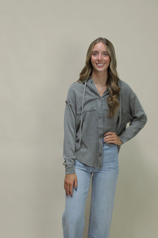 Mandy Thermal Button Front Hoodie