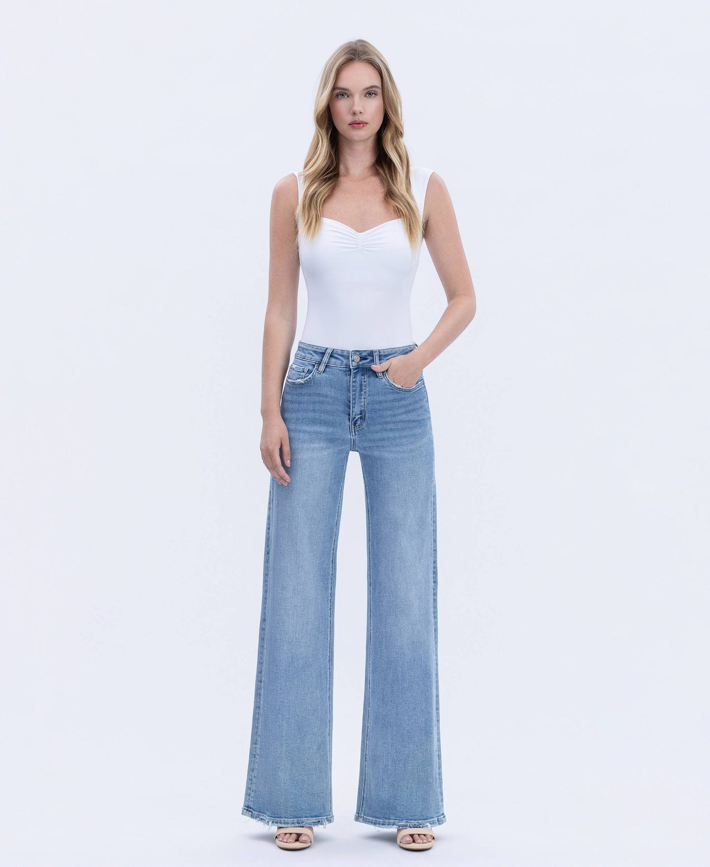Vervet Olivia HR Full Length Wide Leg Jeans