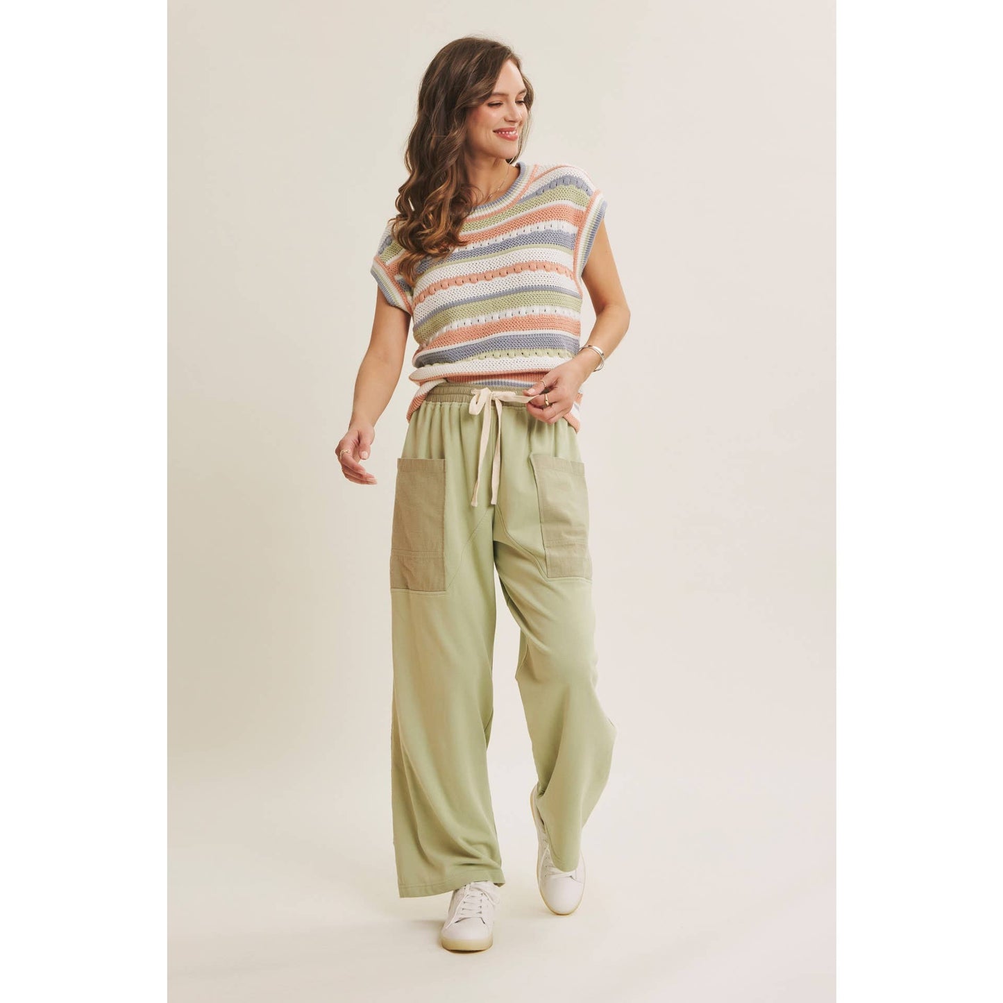 In Feb Striped Apricot/Blue Multi Sweater Vest