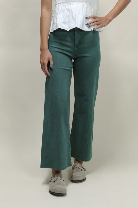 Mallard Green Wide Leg Denim Jean
