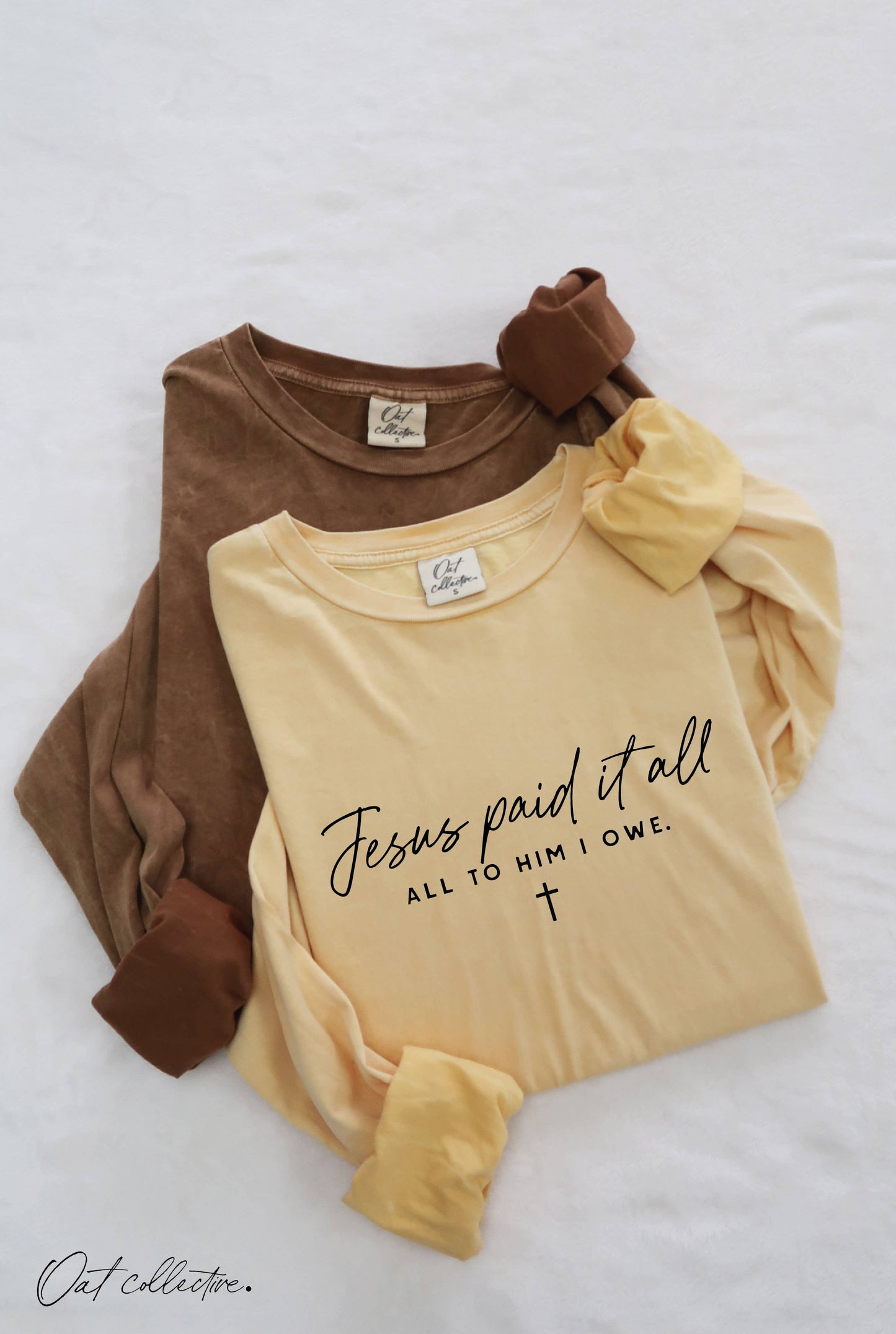 OAT COLLECTIVE Red JESUS PAID IT ALL LS Tee