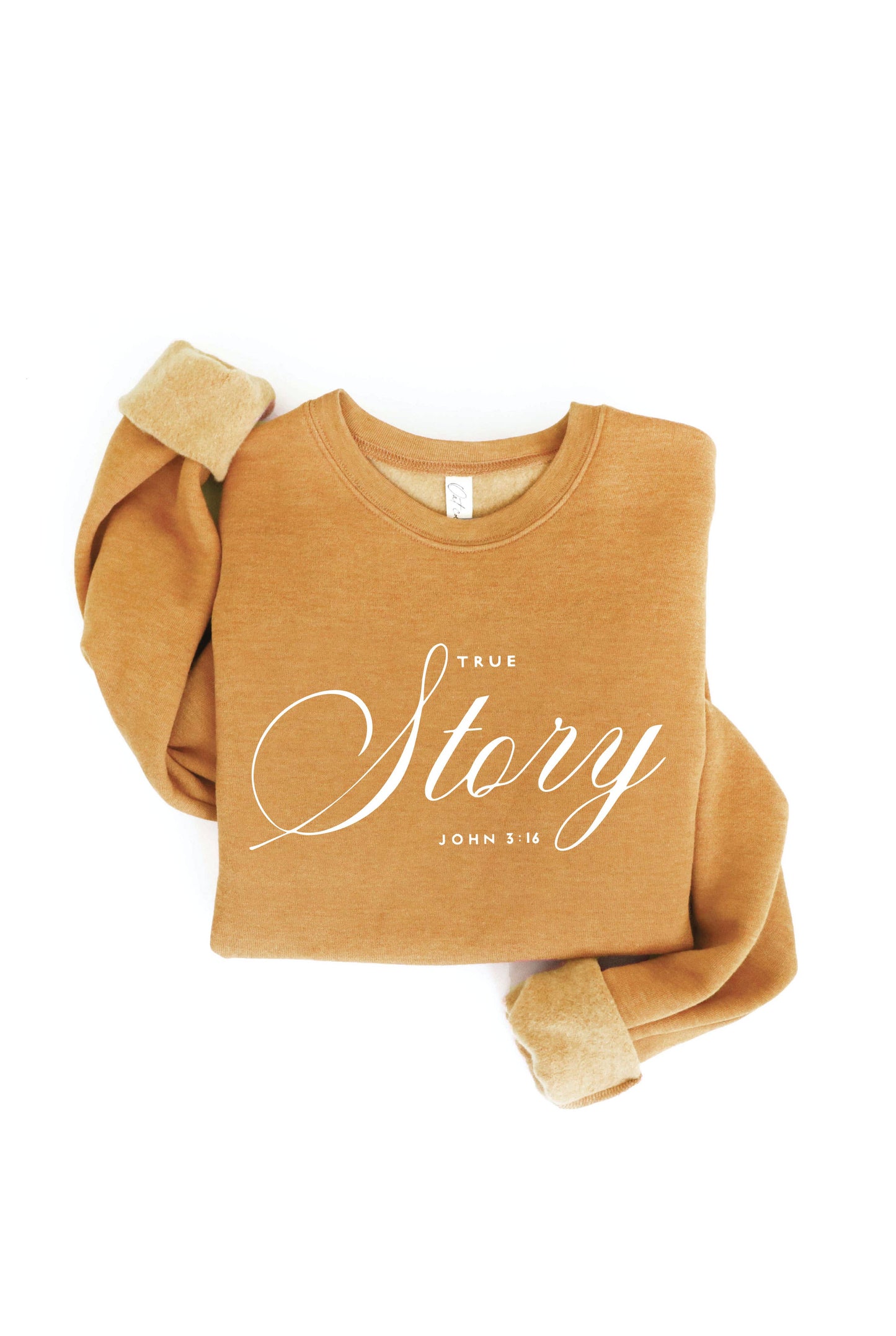 TRUE STORY JOHN 3:16 Cream Graphic Sweatshirt: