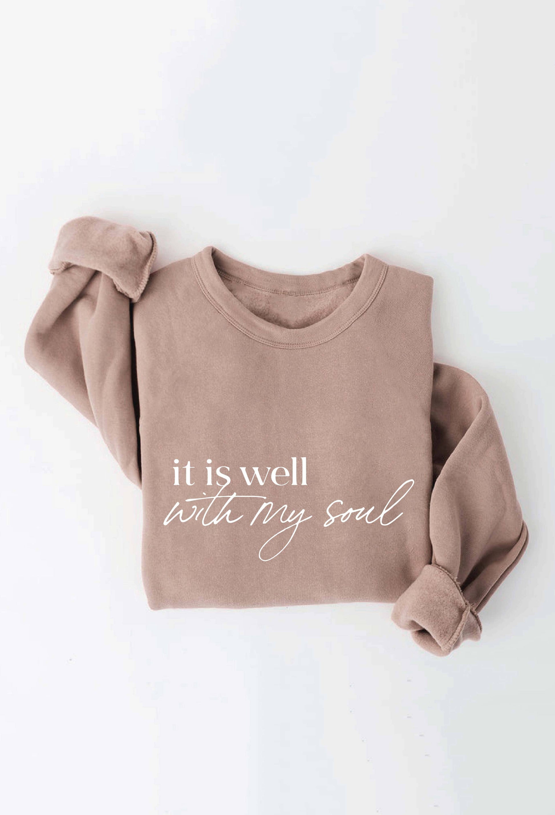 IT IS WELL WITH MY SOUL Tan Graphic Sweatshirt