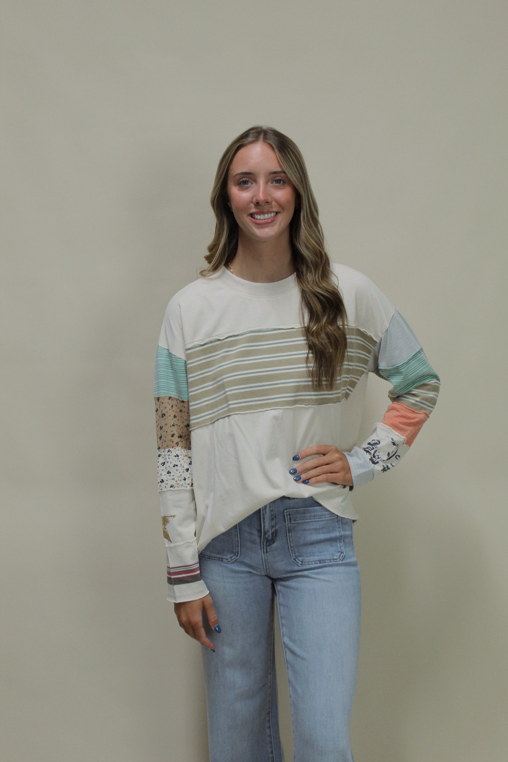 Haley Striped Mix Patchwork Shirt