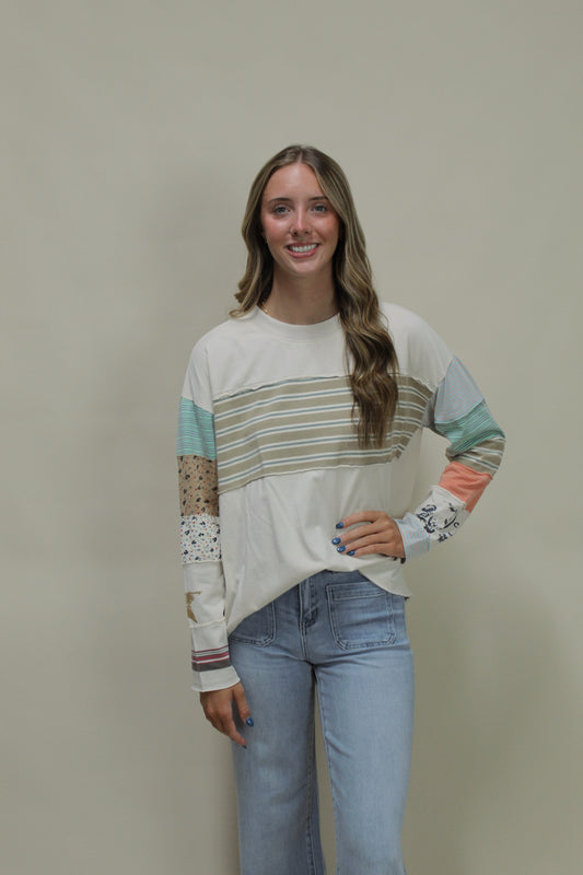 Haley Striped Mix Patchwork Shirt