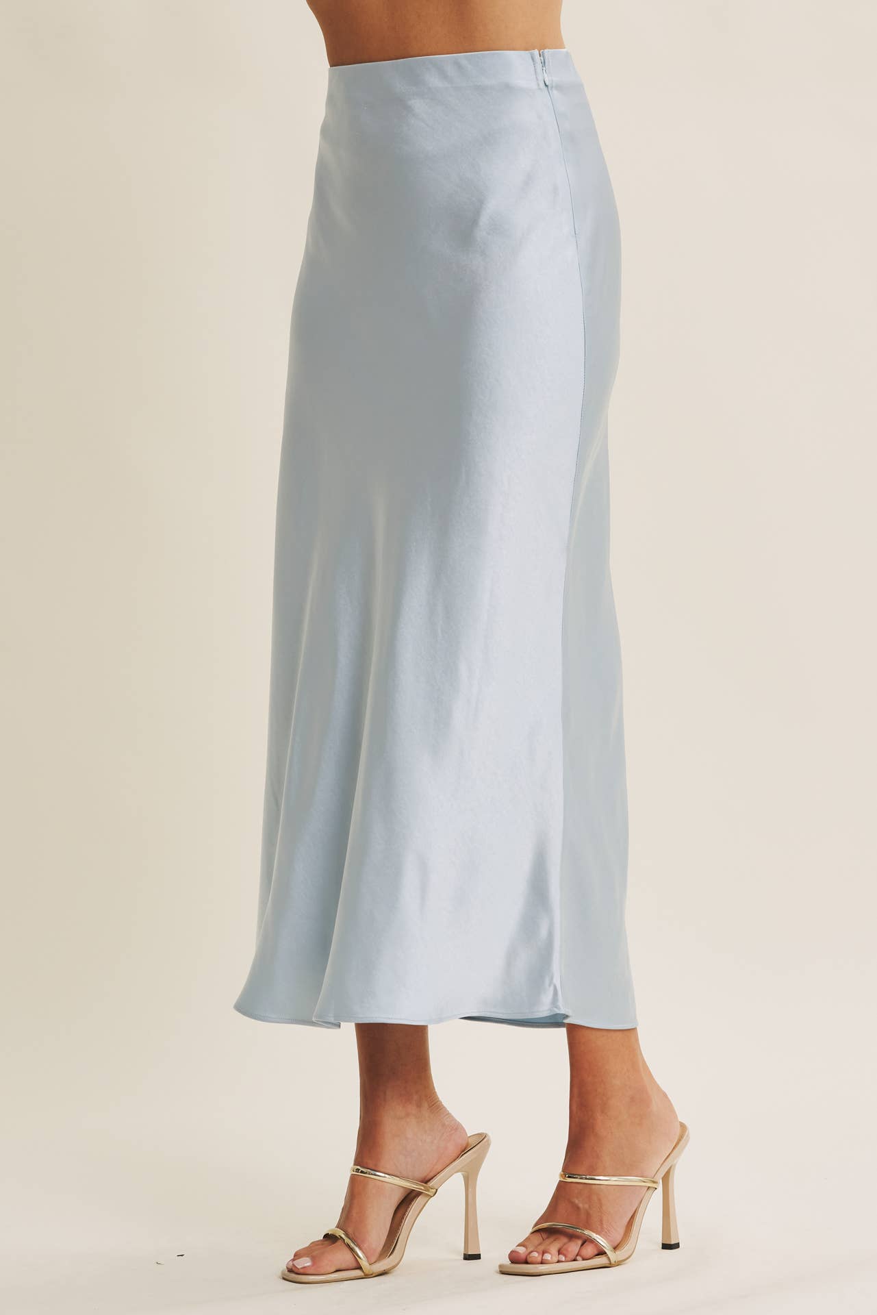 In Feb Cloud Blue Satin Skirt