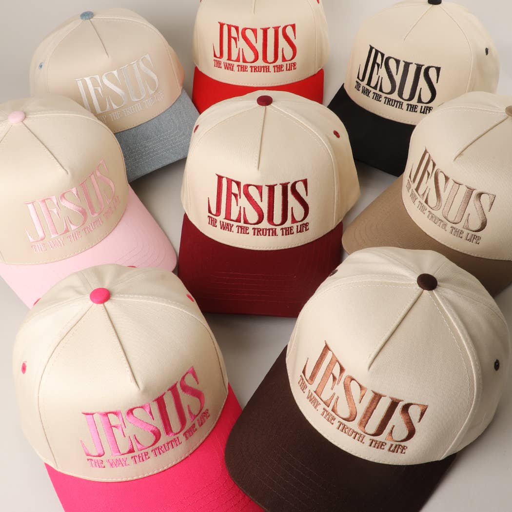 JESUS Burgundy Typography Embroidered Trucker Hat Regular