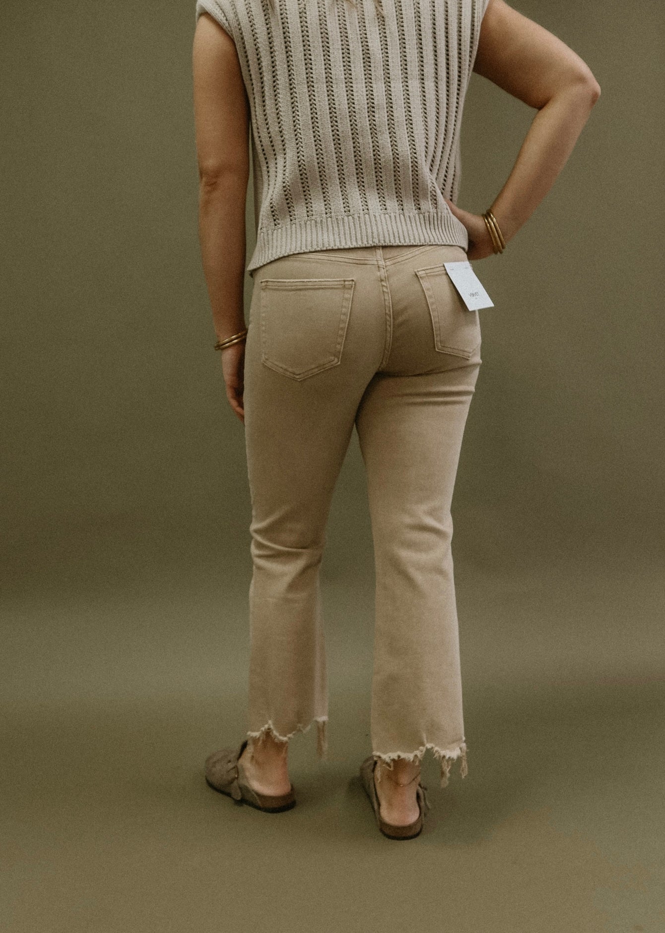 Bella Jane Crop Flare Jean - Croissant