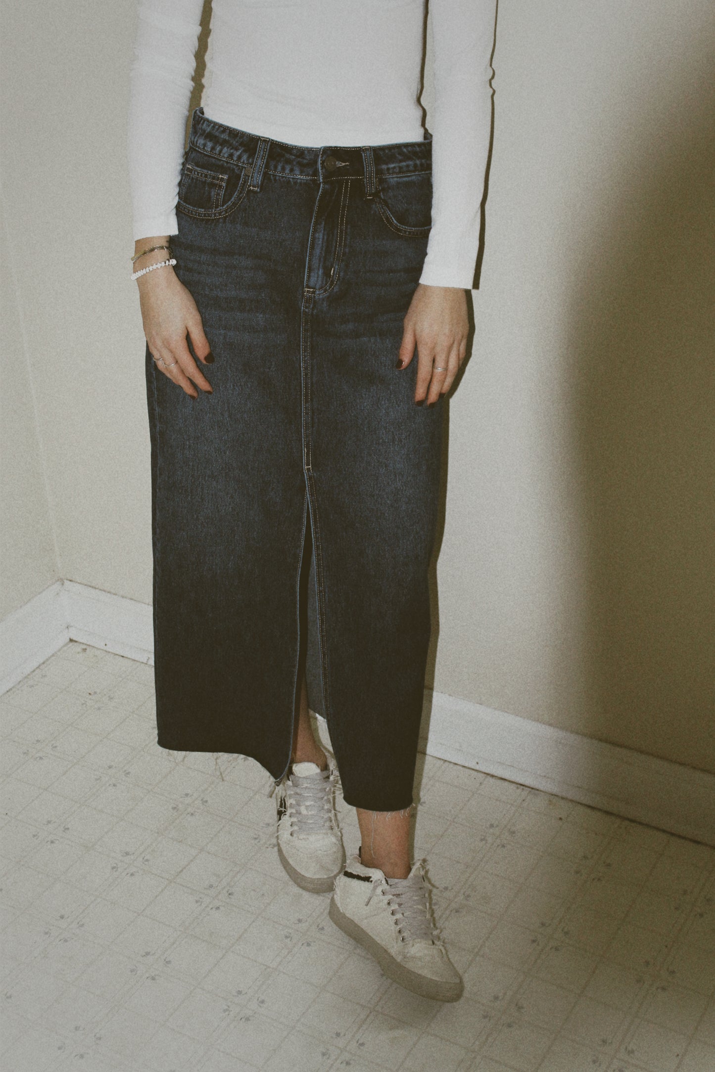 Hidden Jean Skirt - Dark Wash Denim