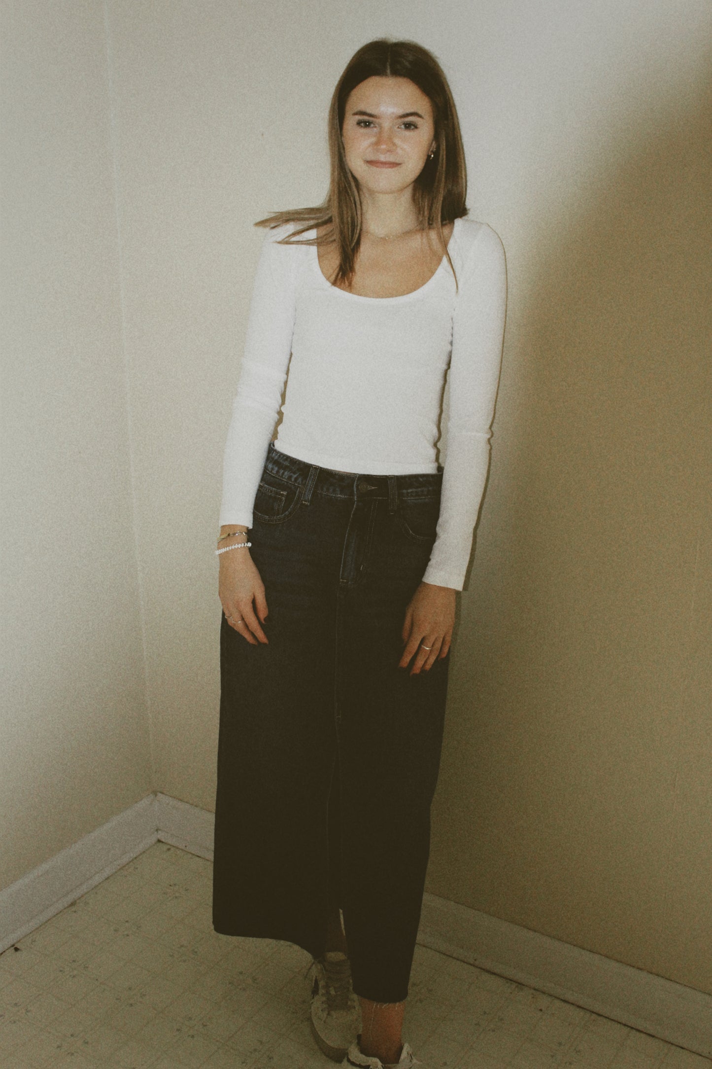 Hidden Jean Skirt - Dark Wash Denim