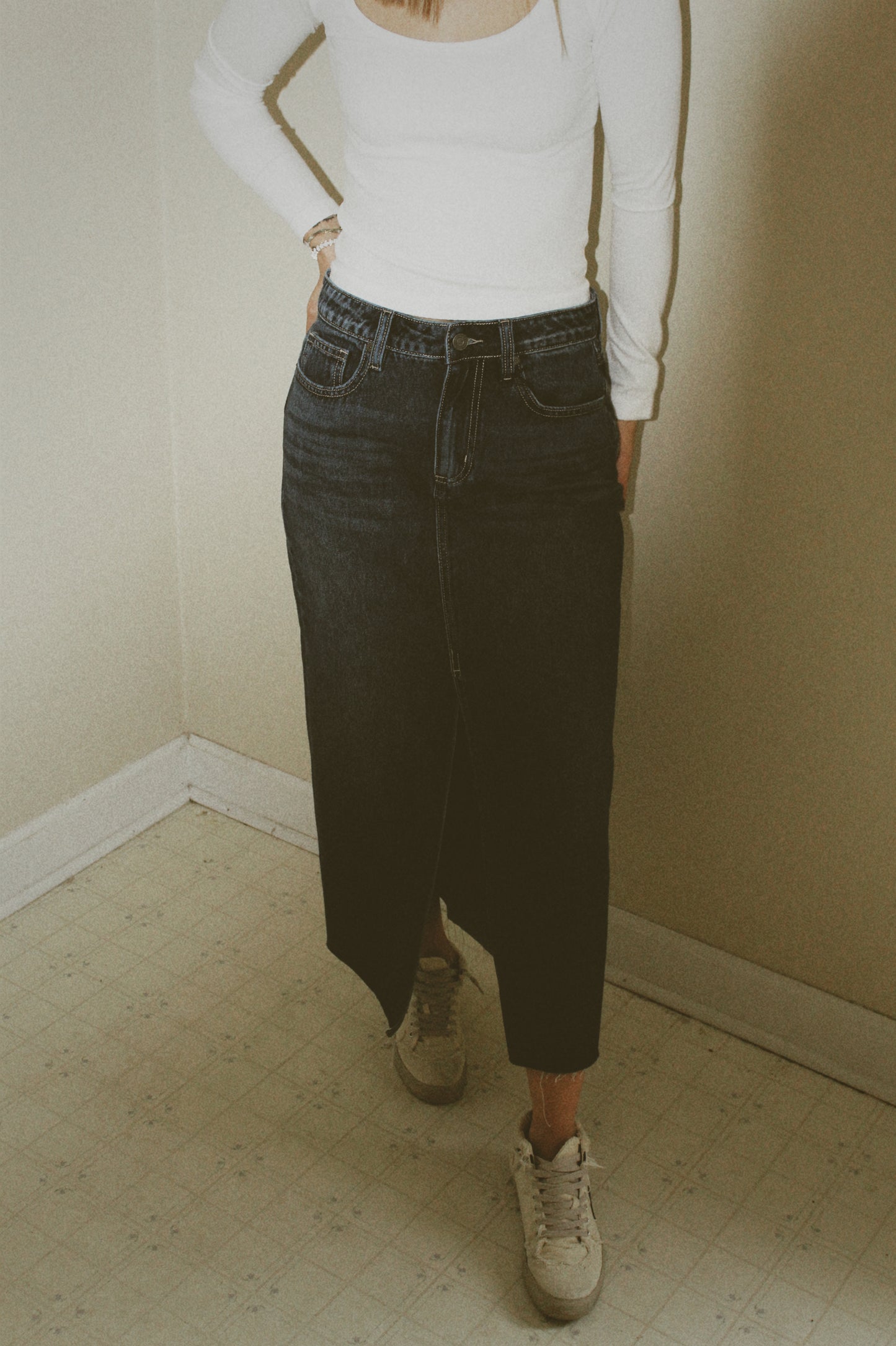 Hidden Jean Skirt - Dark Wash Denim