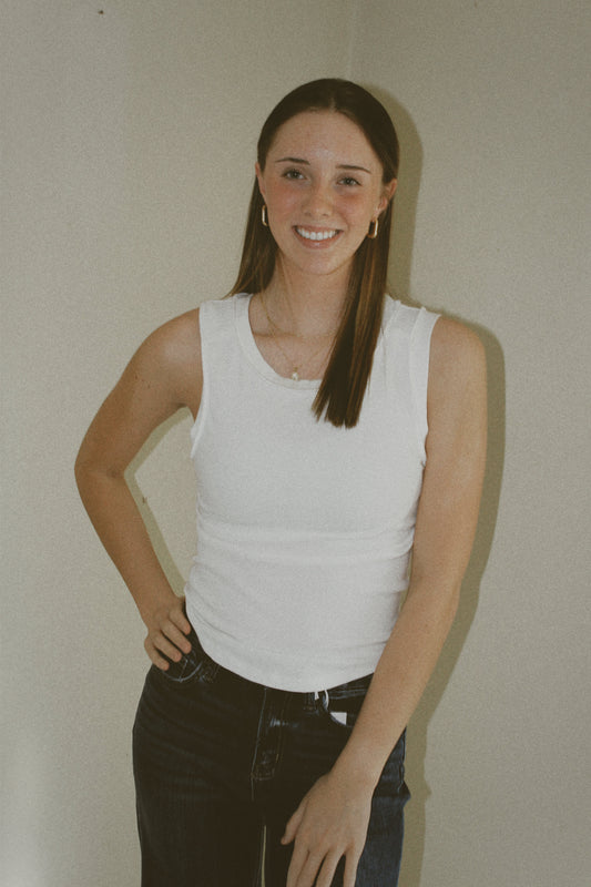 Marlie Lane Ribbed Tank - White