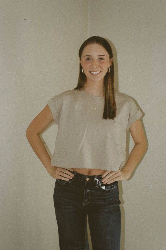 Ella Beau Cropped Shirt - Stone