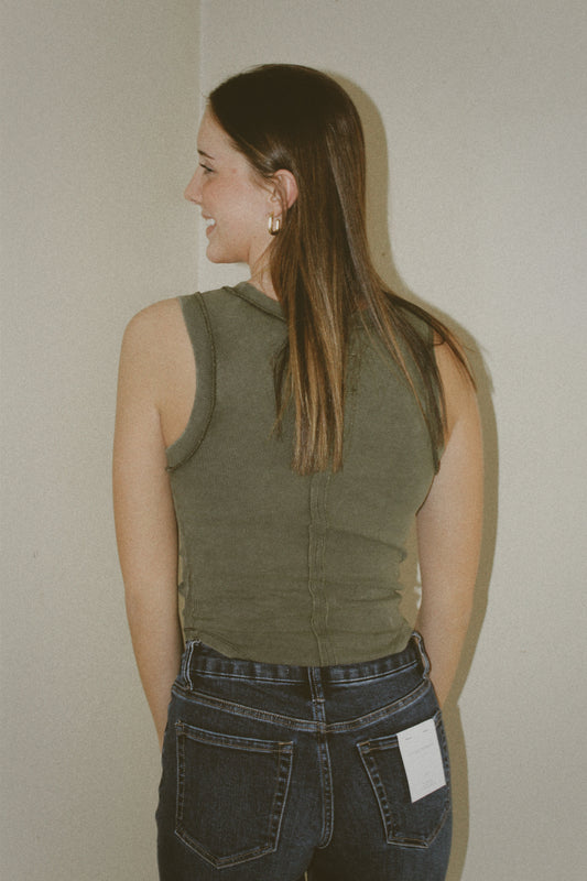 Marlie Lane Ribbed Tank - Olive