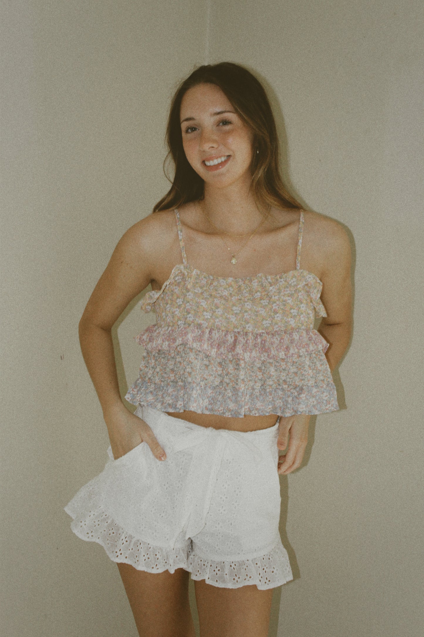 Mustard Seed White Eyelet Lace Belted Shorts