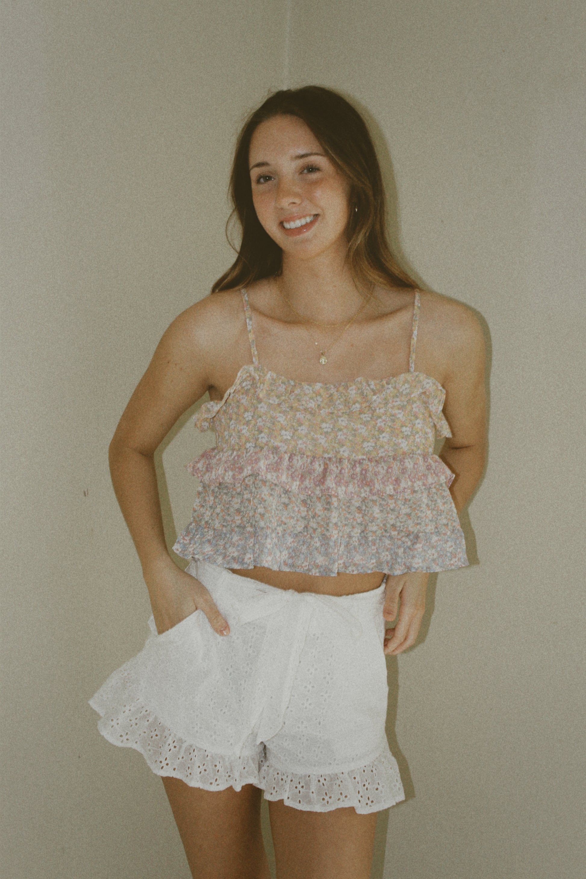 Mustard Seed White Eyelet Lace Belted Shorts