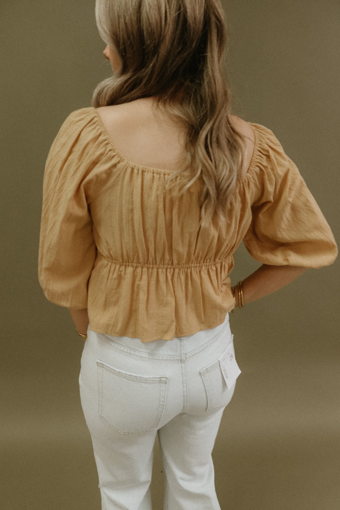 Sadie Faye Bow Top - Mustard