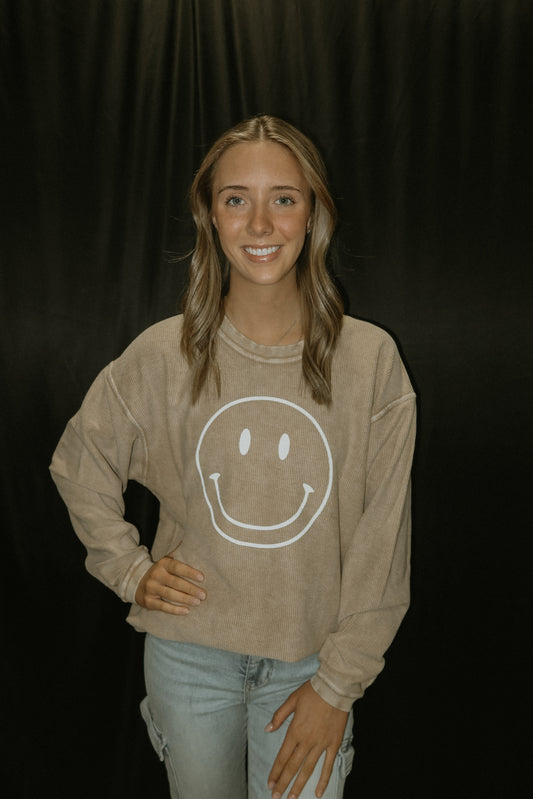 Smiley Face Thermal Vintage Pullover