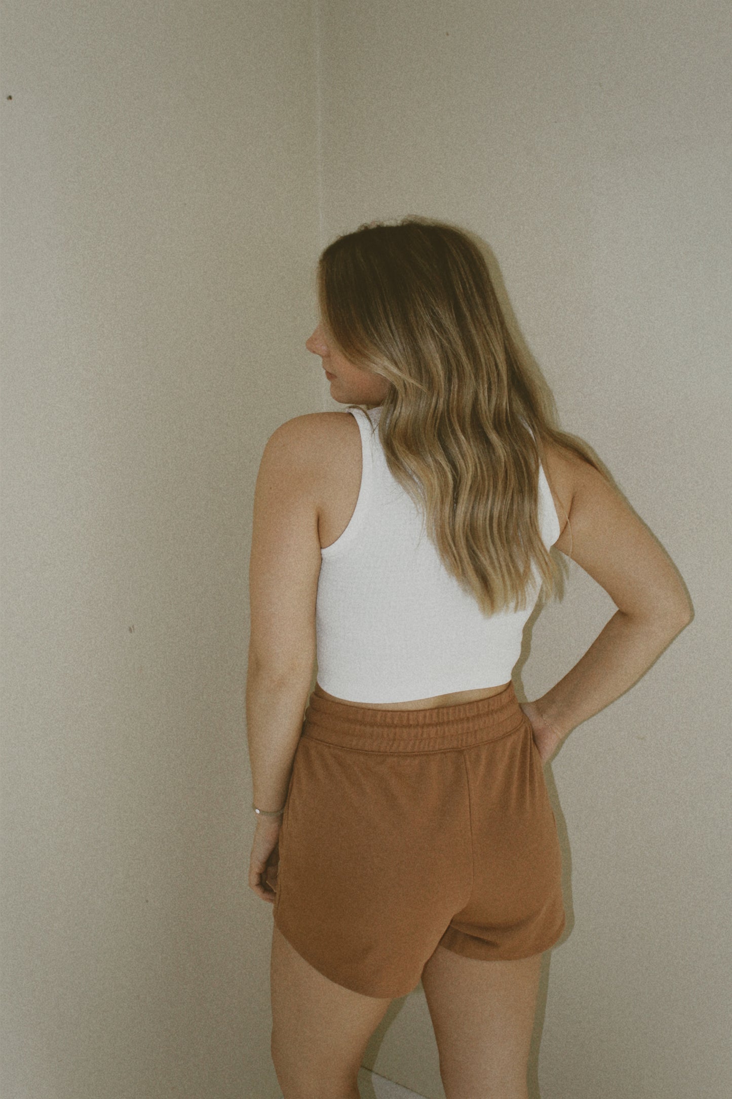 Wishlist Clay French Terry Dolphin Hem Shorts with Drawstring