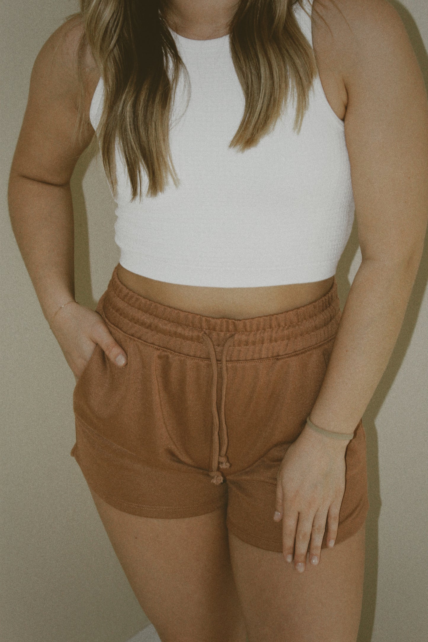 Wishlist Clay French Terry Dolphin Hem Shorts with Drawstring
