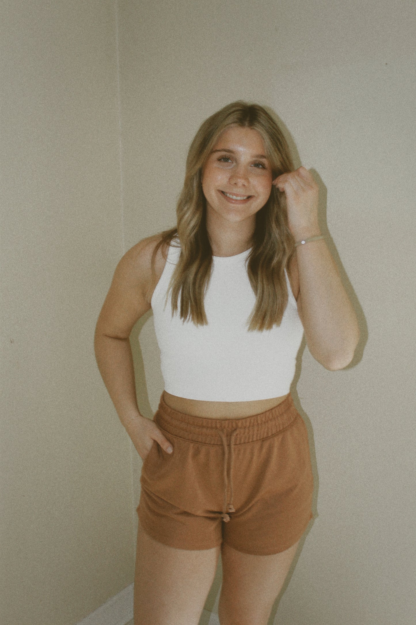 Wishlist Clay French Terry Dolphin Hem Shorts with Drawstring