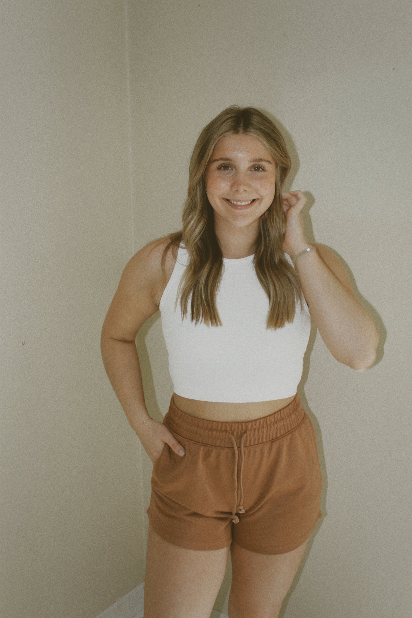 Wishlist Clay French Terry Dolphin Hem Shorts with Drawstring
