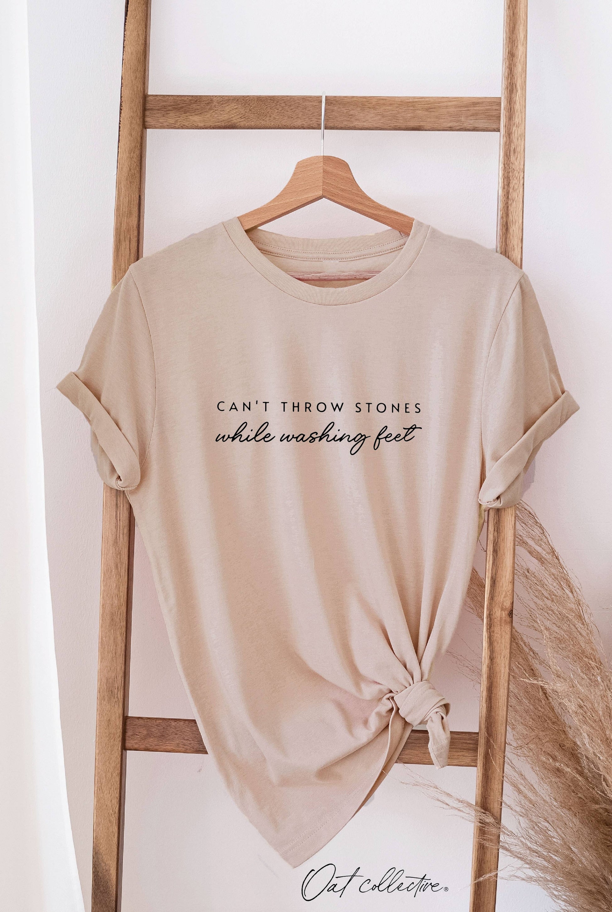 OAT COLLECTIVE TAN CAN'T THROW STONES  Graphic Tee
