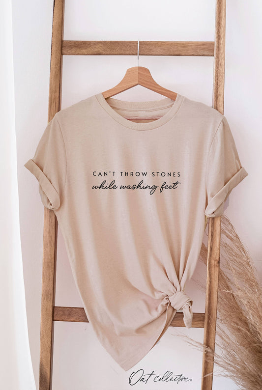 OAT COLLECTIVE TAN CAN'T THROW STONES  Graphic Tee