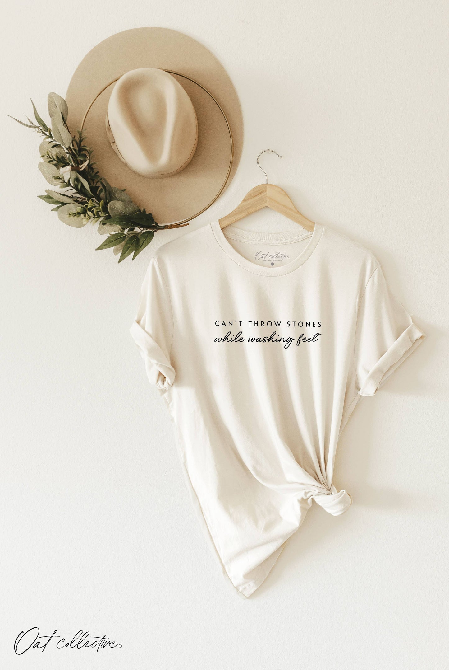 OAT COLLECTIVE TAN CAN'T THROW STONES  Graphic Tee