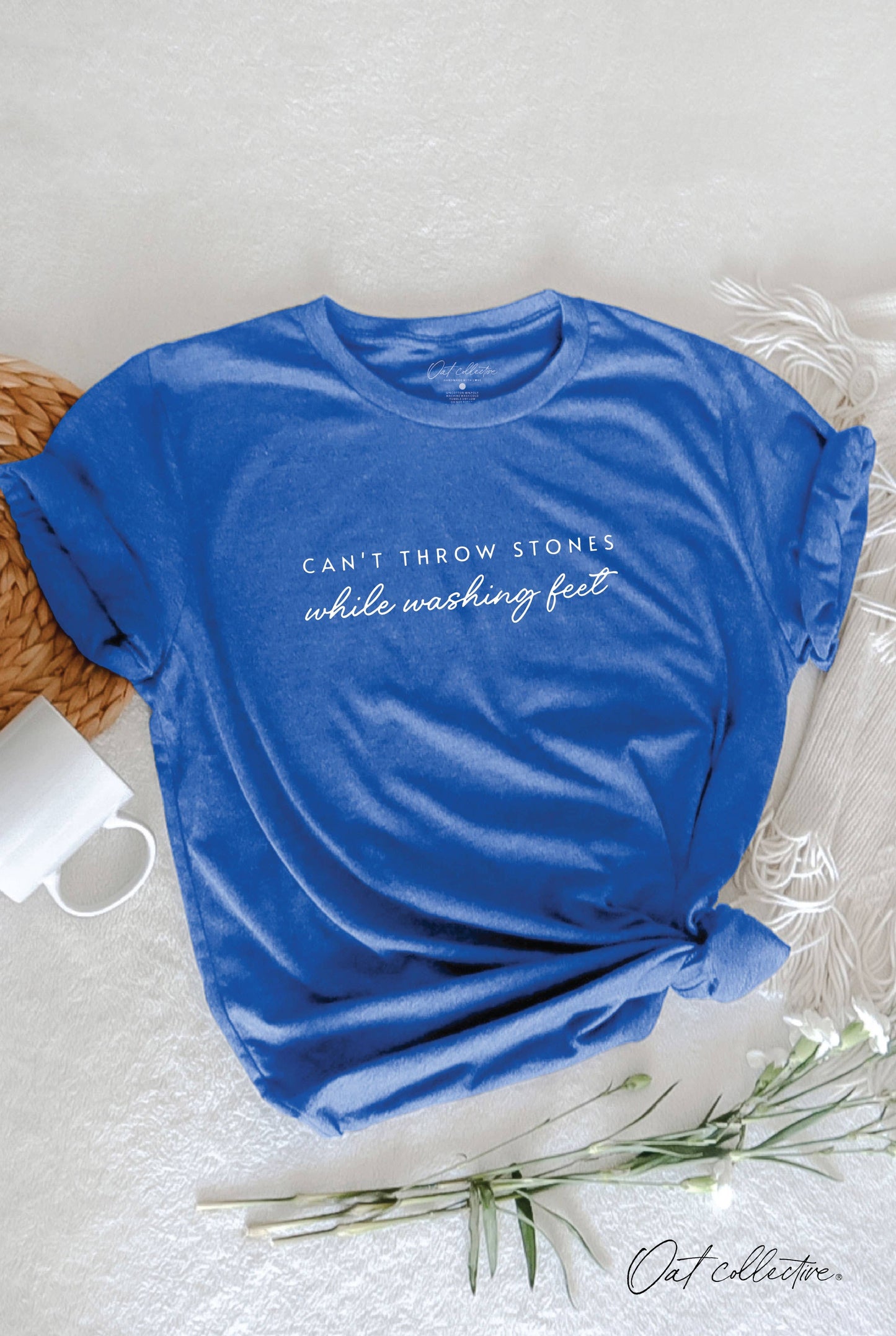 OAT COLLECTIVE TAN CAN'T THROW STONES  Graphic Tee