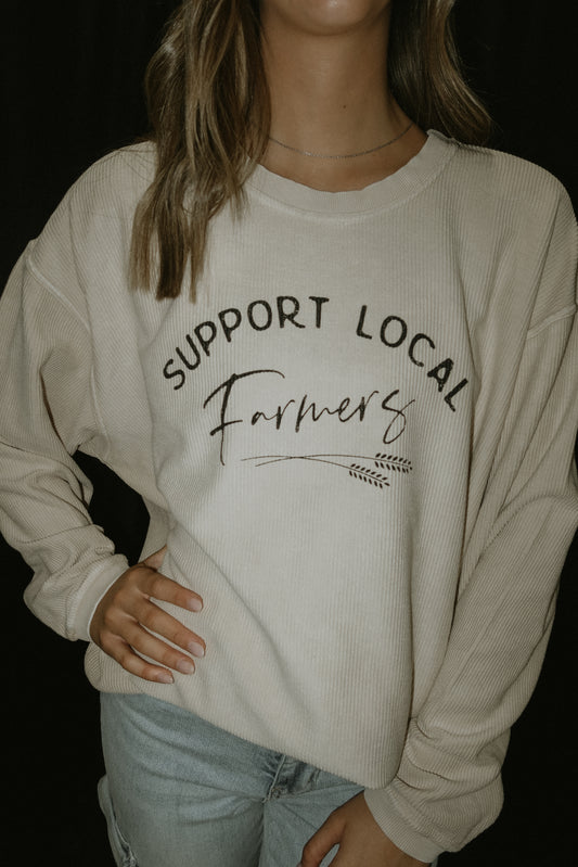 Support Your Farmer Thermal Vintage Pullover