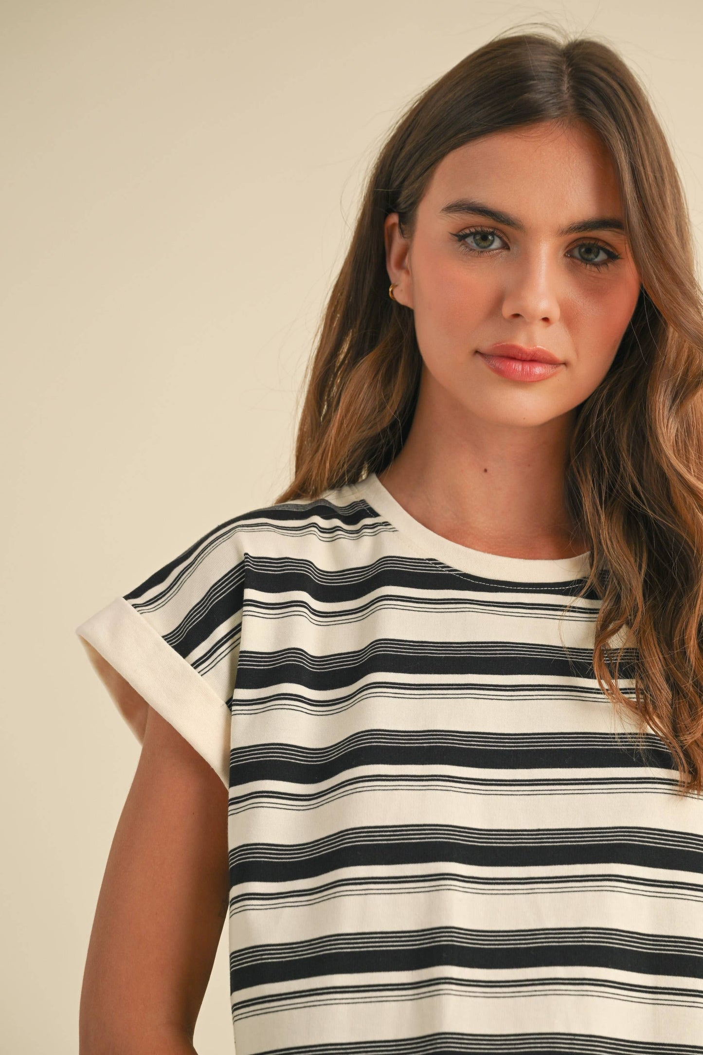 MIOU MUSE Black Multi Stripe SS Tee