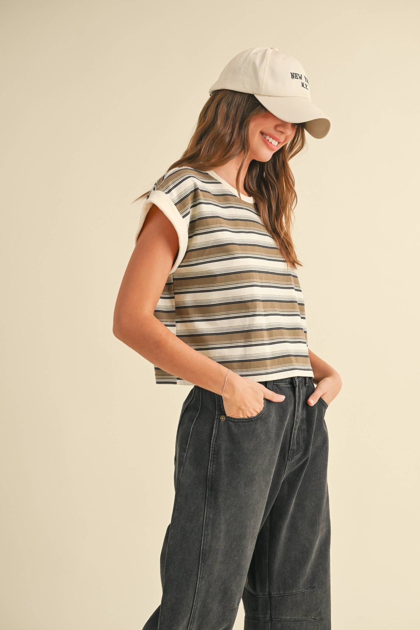 MIOU MUSE Black Multi Stripe SS Tee