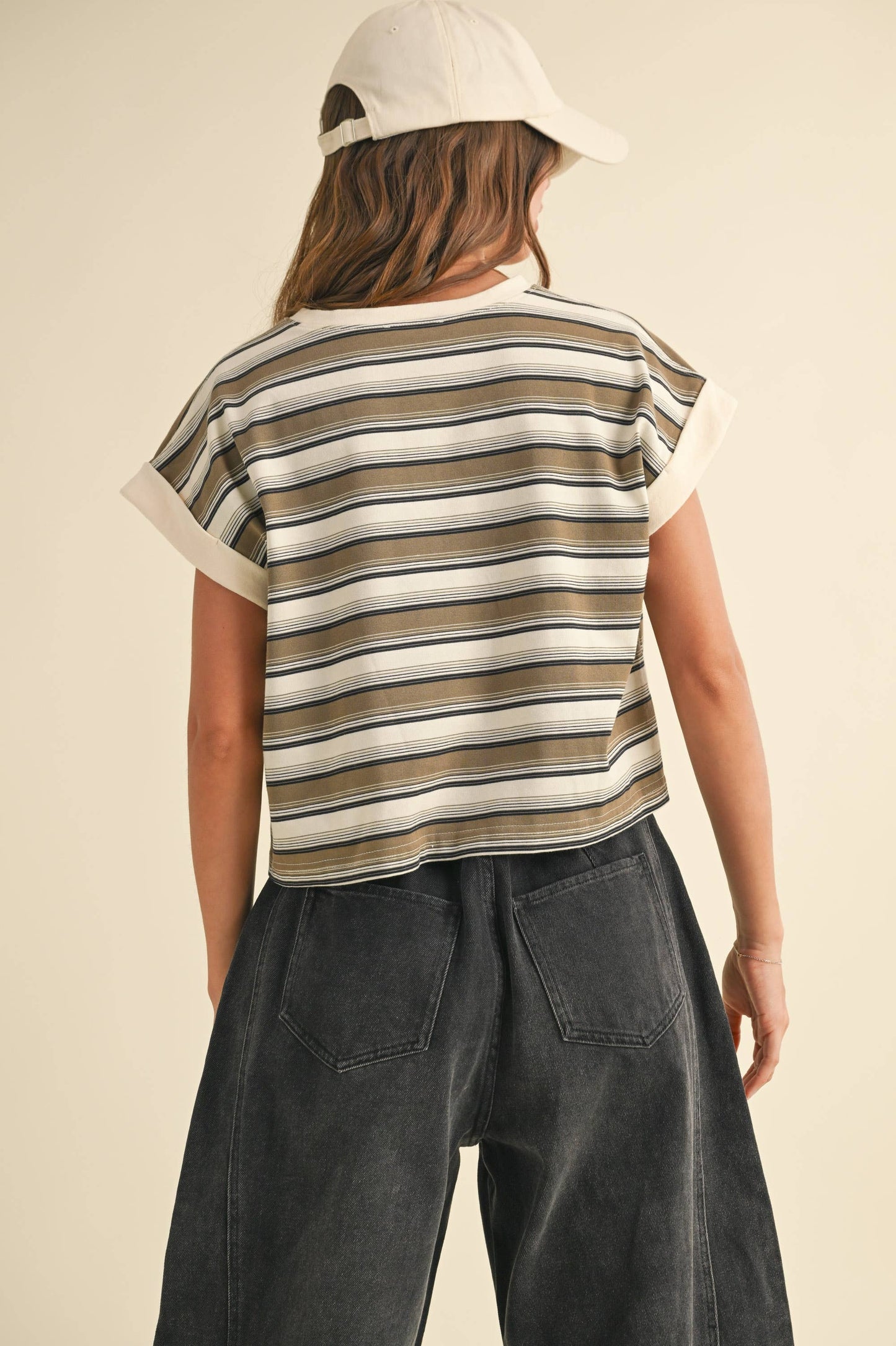 MIOU MUSE Black Multi Stripe SS Tee
