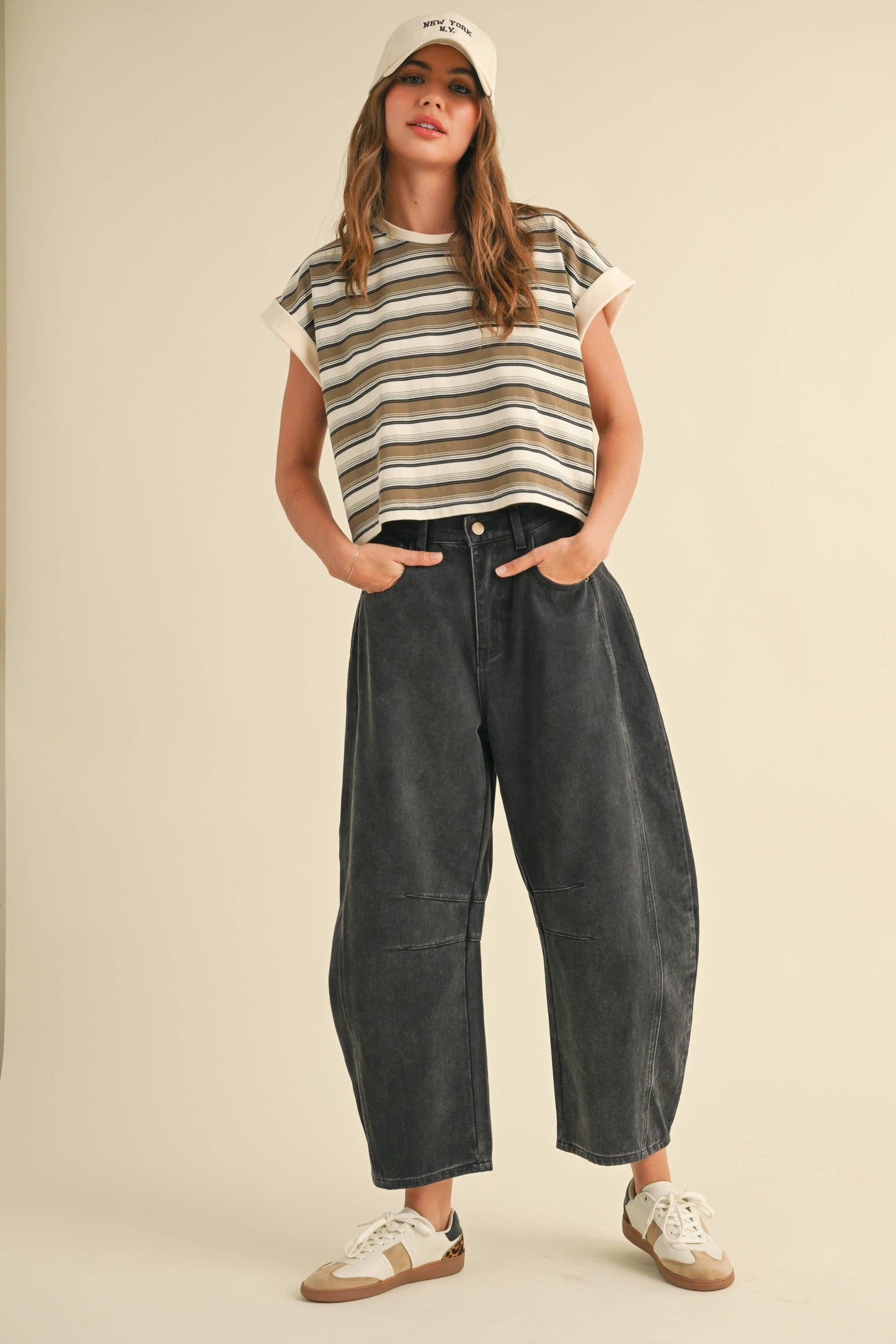 MIOU MUSE Black Multi Stripe SS Tee