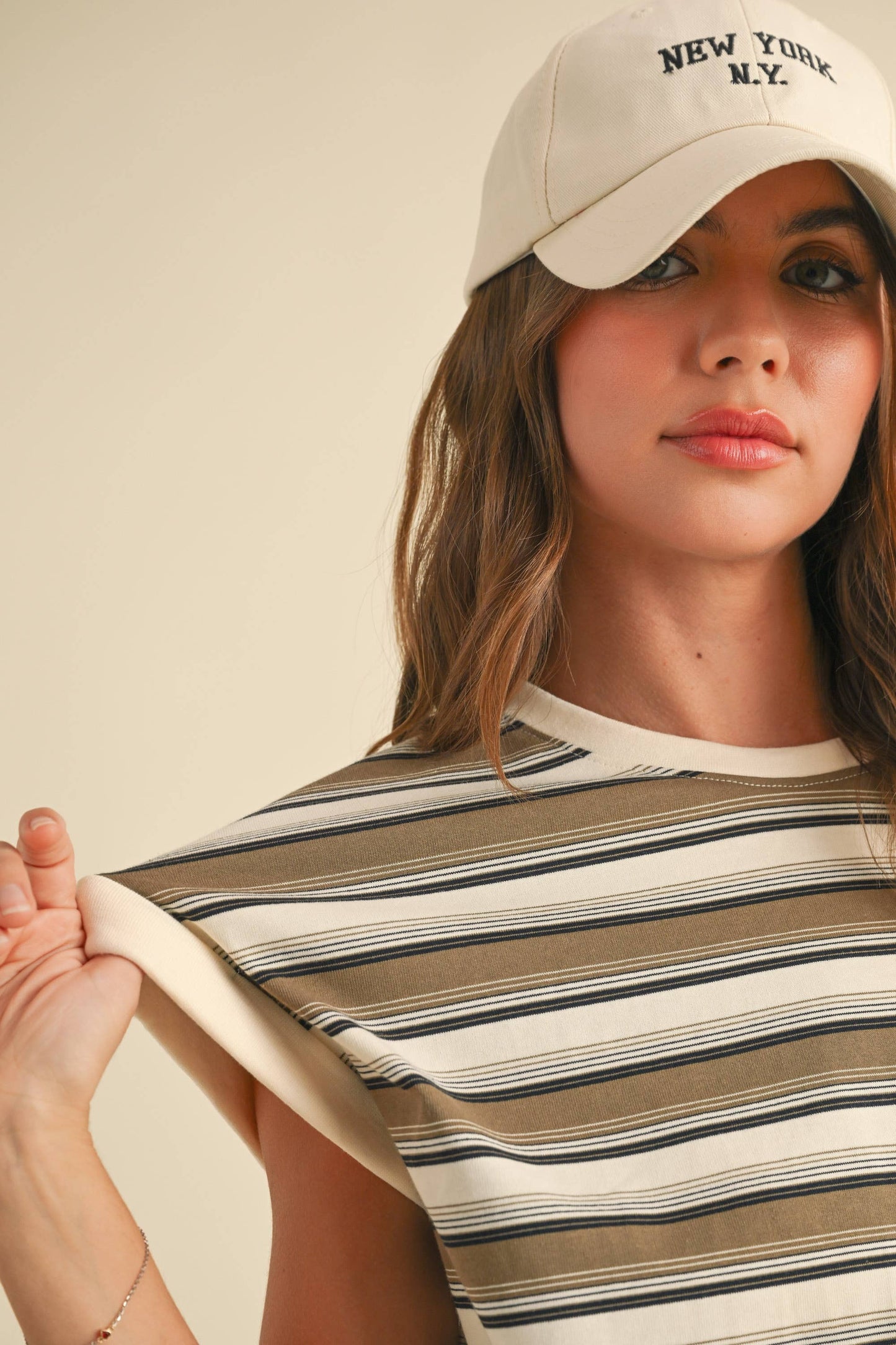 MIOU MUSE Black Multi Stripe SS Tee