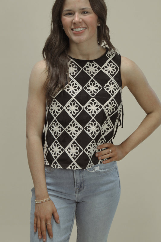 Floral Detail Sleeveless Top