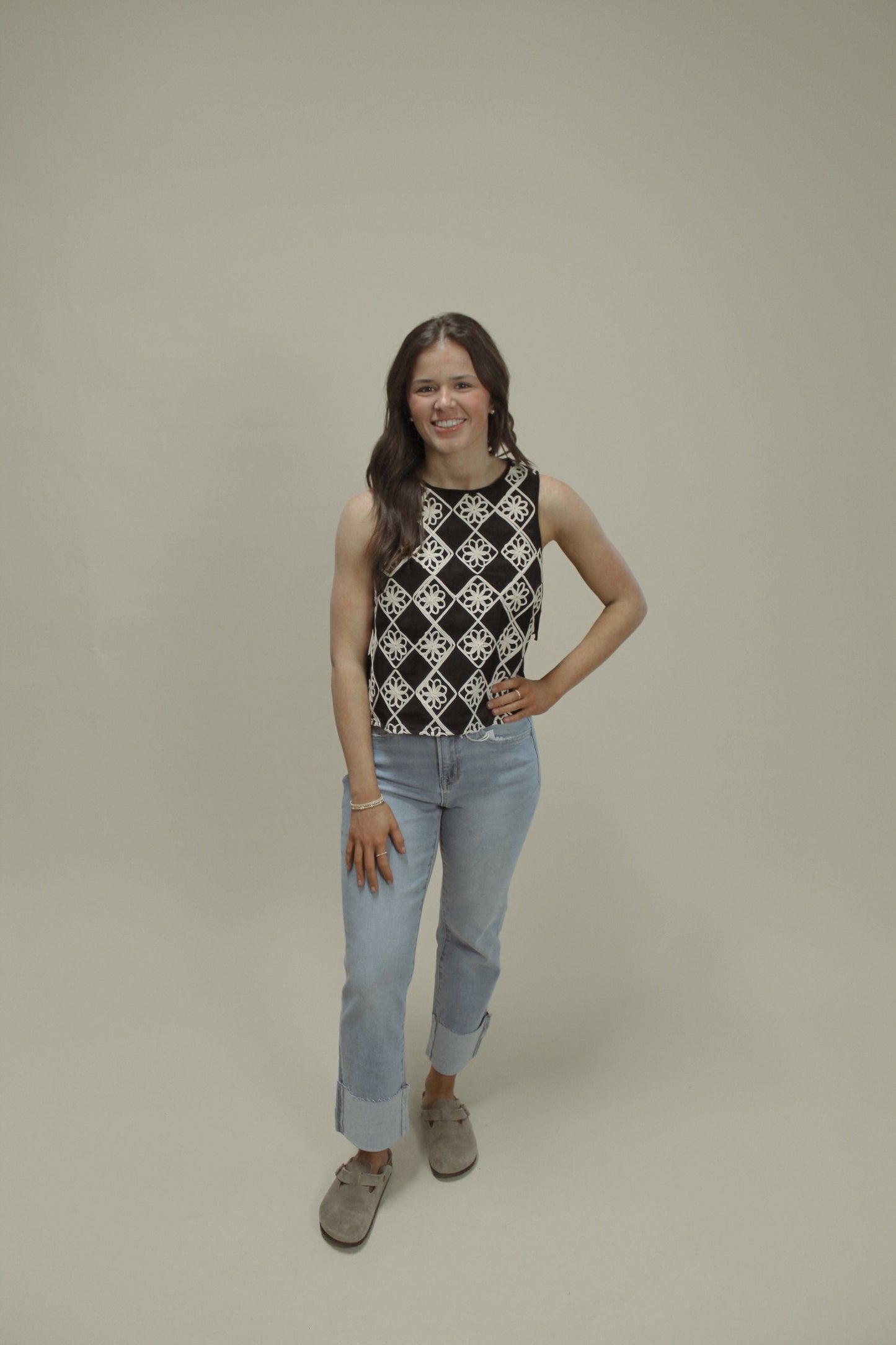 Floral Detail Sleeveless Top