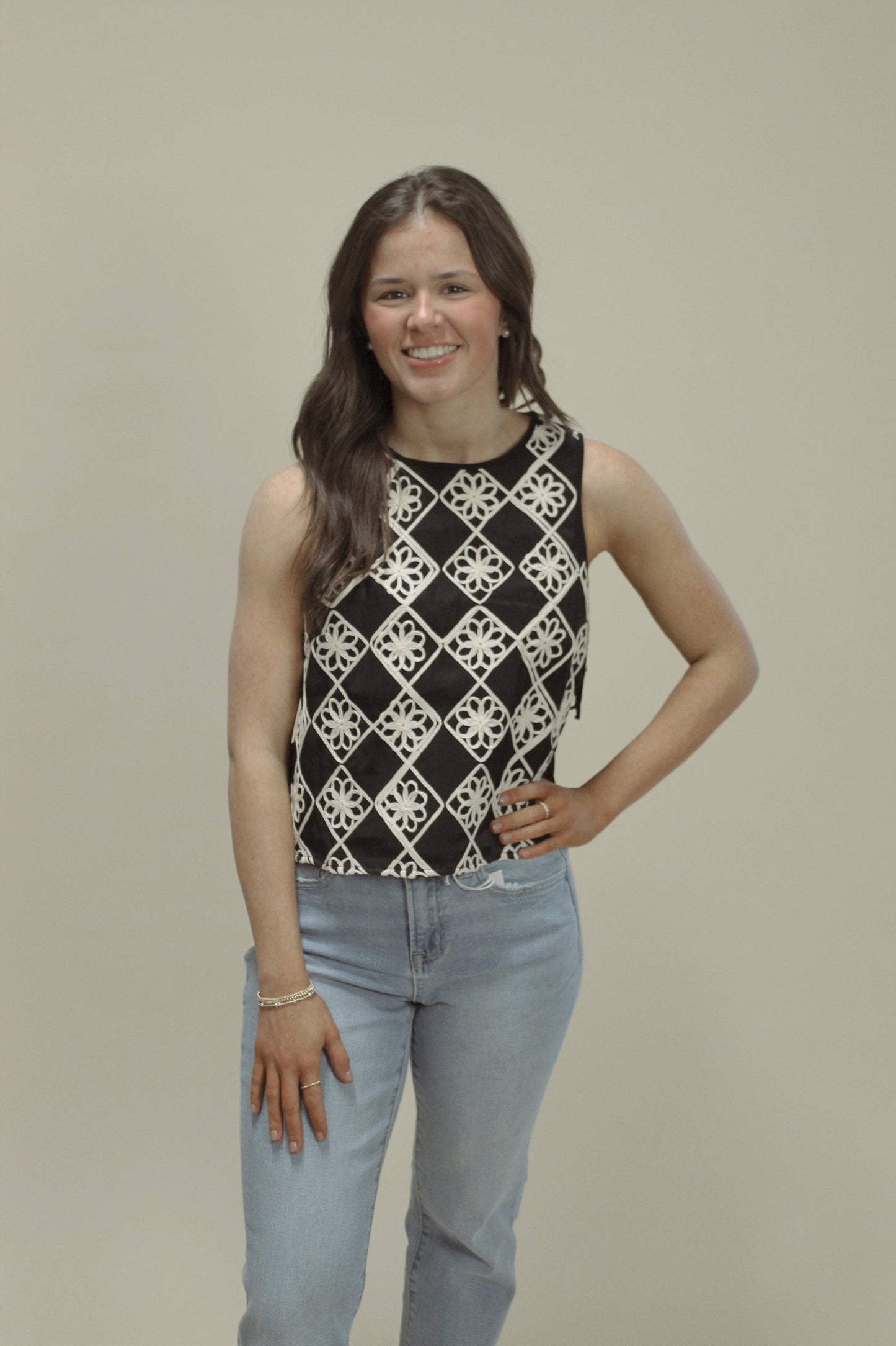 Floral Detail Sleeveless Top